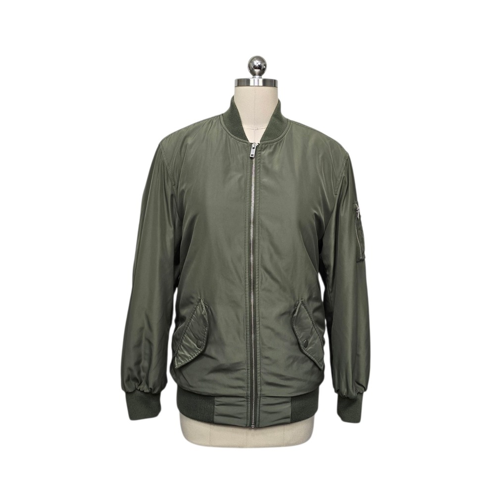 UGG Mens Freddie Olive Green Bomber Flight Jacket Orange Lining Size Small